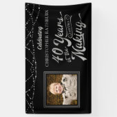 40歳の誕生日40年の黒銀 横断幕 (縦)