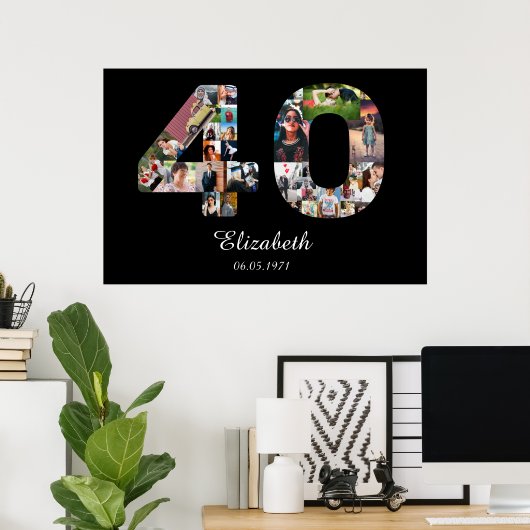 40歳の誕生日40枚のフォトポスターを作成 ポスター (ホームオフィス)