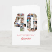 40歳の誕生日40枚フォトコラージュパーソナライズされた カード (正面)