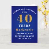 40歳の誕生日40歳のお祝いブルー金ゴールド カード (黄色い花)
