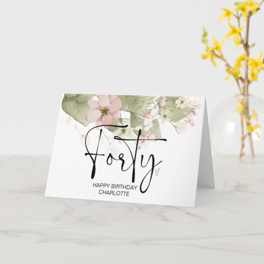 40歳の誕生日40歳のハッピーバースデー カード (黄色い花)