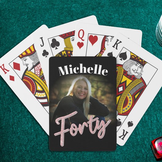 40歳の誕生日40歳のピンクの黒いバースデーカスタムタ トランプ