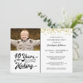 40歳の誕生日40歳のメイキング金ゴールド紙吹雪 招待状 (スタンド正面)