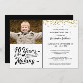 40歳の誕生日40歳のメイキング金ゴールド紙吹雪 招待状 (正面/裏面)