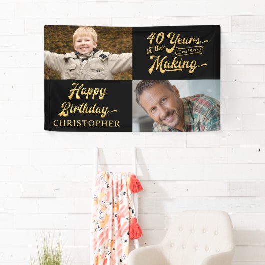 40歳の誕生日40歳の作りレトロ 横断幕 (インサイチュ)