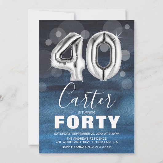 40歳の誕生日40歳の誕生日 招待状 (正面)