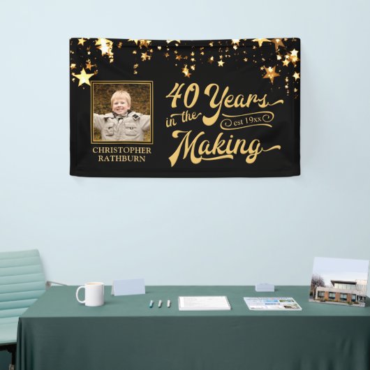 40歳の誕生日40歳を迎える金ゴールド 横断幕 (トレードショー)