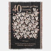 40歳の誕生日40私たちがあなたを愛する理由 スローブランケット (正面縦)