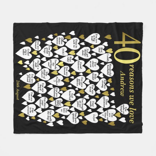 40歳の誕生日40私たちがあなたを愛する理由 フリースブランケット (正面(横))