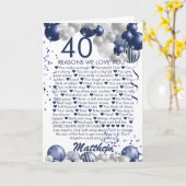 40歳の誕生日40私たちはあなたを愛する理由ブルー カード (黄色い花)