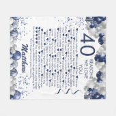 40歳の誕生日40私たちはあなたを愛する理由ブルー フリースブランケット (正面(横))