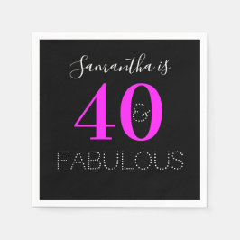 40歳の誕生日40素敵なネオンパーソナライズされたピンク スタンダードカクテルナプキン