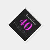 40歳の誕生日40素敵なネオンパーソナライズされたピンク スタンダードカクテルナプキン (角)