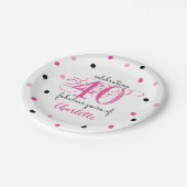 40歳の誕生日40素晴らしい年ピンクの名前を追加 ペーパープレート (アングル)