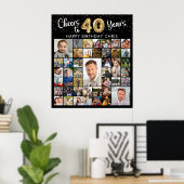 40歳の誕生日41フォトコラージュ応援~40歳 ポスター (ホームオフィス)