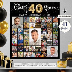 40歳の誕生日41フォトコラージュ応援~40歳 ポスター