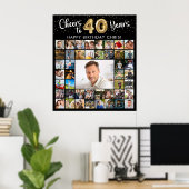 40歳の誕生日45写真コラージュ応援～40歳 ポスター (ホームオフィス)
