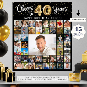 40歳の誕生日45写真コラージュ応援～40歳 ポスター