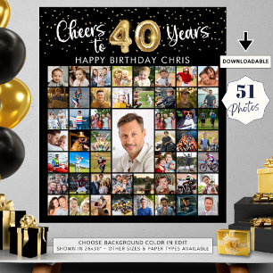 40歳の誕生日51写真コラージュ応援~40歳 ポスター