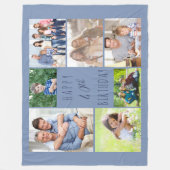 40歳の誕生日7フォトコラージブルー フリースブランケット (正面)