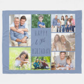 40歳の誕生日7フォトコラージブルー フリースブランケット (正面(横))