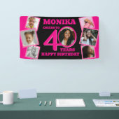 40歳の誕生日7枚の写真名前ピンク・ブラック 横断幕 (トレードショー)