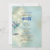 40歳の誕生日、おしゃれな青茶色 招待状 (裏面)