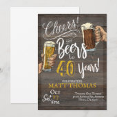 40歳の誕生日、おめでとうとビール 招待状 (正面/裏面)