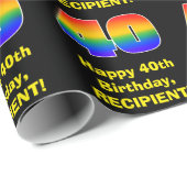 40歳の誕生日:おもしろいカラフル、レインボーインスパイア# 40 ラッピングペーパー (ロールコーナー)