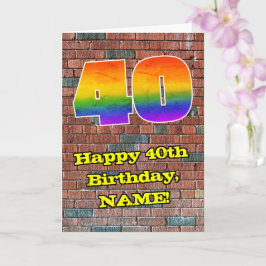 40歳の誕生日：おもしろいグラフィティインスパイアレインボー40 カード