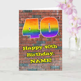 40歳の誕生日：おもしろいグラフィティインスパイアレインボー40 カード