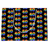 40歳の誕生日：おもしろいレインボーイベント第40パターン ラージペーパーバッグ (正面)