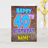 40歳の誕生日 – おもしろい、アーバングラフィティインスパイアルック カード (黄色い花)