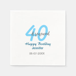 40歳の誕生日+お祝い+お名前+記念日 ブルー 数字 太字 スタンダードカクテルナプキン