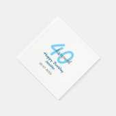40歳の誕生日+お祝い+お名前+記念日 ブルー 数字 太字 スタンダードカクテルナプキン (角)
