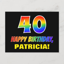 40歳の誕生日:はっきりした,おもしろい,シンプル虹, 40 ポストカード