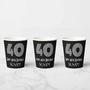 40歳の誕生日 – アールデコインスパイアは「40」+名前を見る 紙コップ