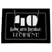 40歳の誕生日～アールデコインスパイア見る"40" +名前 ラージペーパーバッグ (正面)