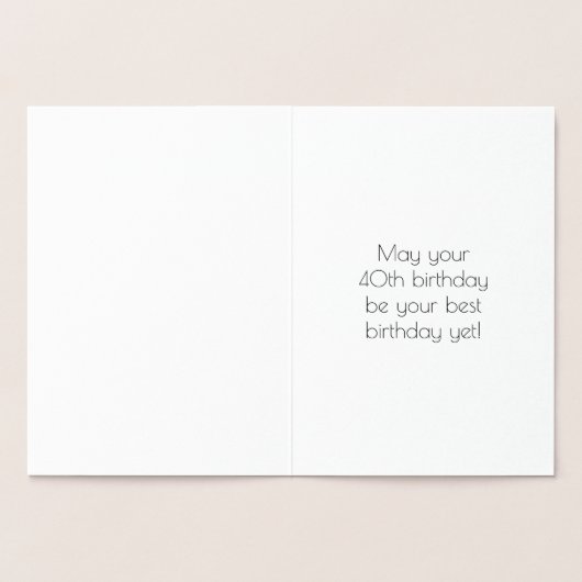 40歳の誕生日～アールデコスタイル「40」と名前をカスタムする 箔カード (内部)