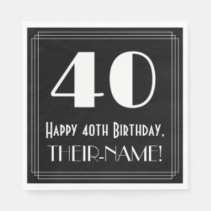 40歳の誕生日~アールデコ刺激を受けたの検索"40"、名前 スタンダードランチョンナプキン