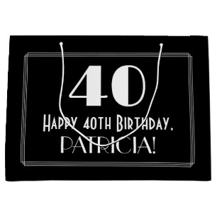 40歳の誕生日:アールデコ刺激を受けたスタイル"40",名前 ラージペーパーバッグ