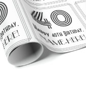 40歳の誕生日:インスパイアアールデコスタイル「40」 +名前 ラッピングペーパー (ロールコーナー)