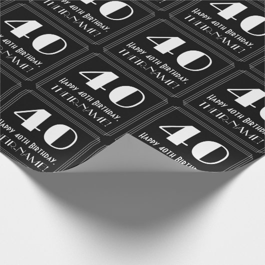 40歳の誕生日 – インスパイアアールデコ見る"40"，名前 ラッピングペーパー (角)