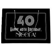 40歳の誕生日 – インスパイアアールデコ「40」の外観と名前 ラージペーパーバッグ (正面)