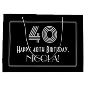 40歳の誕生日 – インスパイアアールデコ「40」の外観と名前 ラージペーパーバッグ (裏面)