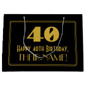 40歳の誕生日 – インスパイアアールデコ「40」の外観と名前 ラージペーパーバッグ (正面)