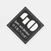 40歳の誕生日:インスパイアアールデコ「40」+名前 スタンダードランチョンナプキン (角)