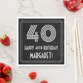 40歳の誕生日:インスパイアアールデコ「40」+名前 スタンダードランチョンナプキン (インサイチュ)
