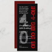 40歳の誕生日 オーソビッグ 4 オー レッド ブラック メタリック 招待状 (正面/裏面)