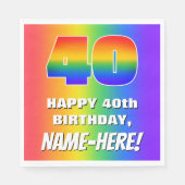 40歳の誕生日:カラフルおもしろいレインボーパターン# 40 スタンダードランチョンナプキン (正面)
